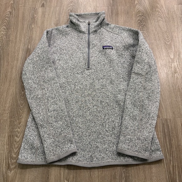 Patagonia Sweaters - Womens Patagonia Better Sweater Large Gray Heather 1/4 Zip Fleece Pullover